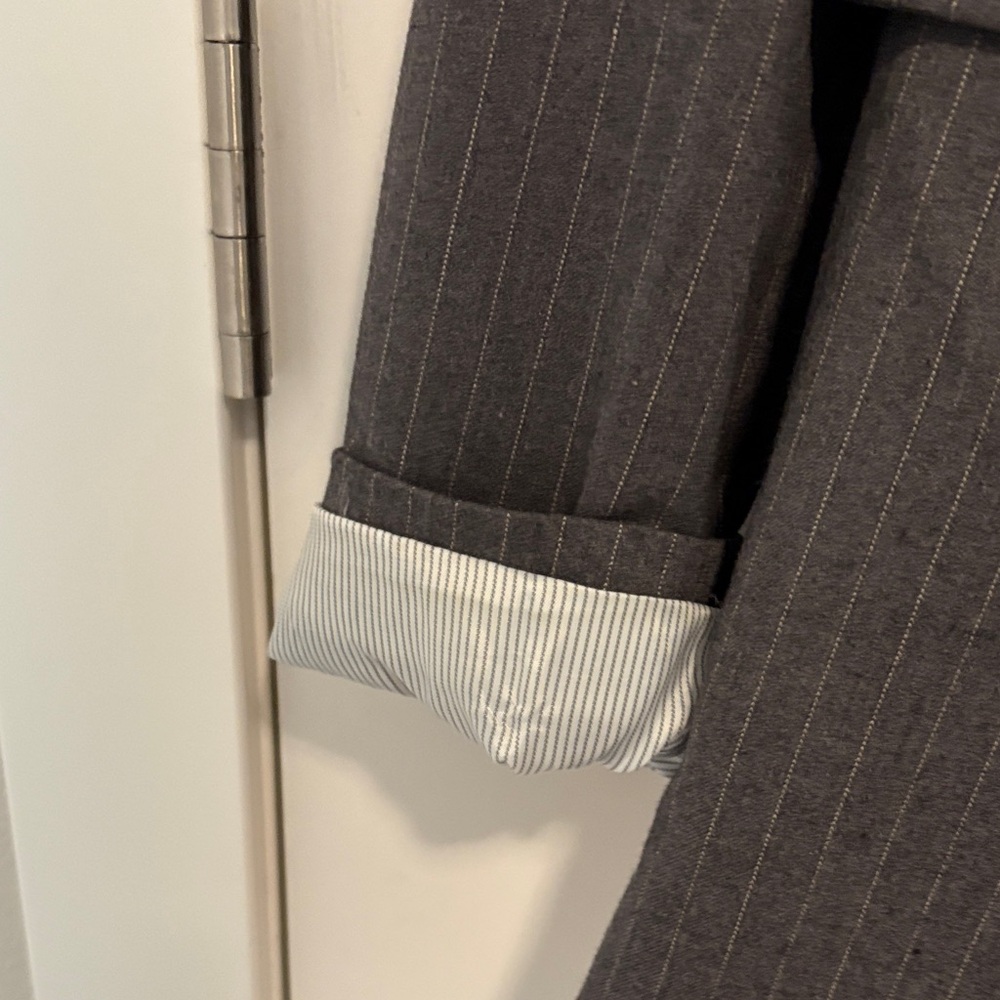 Evereve Pinstripe Blazer with Gray Hooded Liner - Picture 2 of 3